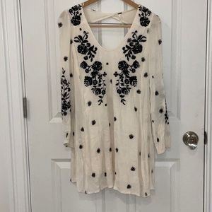 FREE PEOPLE Black and Cream Embroidered Dress, Size XS